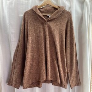 Pure Jill Women's Sweater Knit Cowl Neck‎ Pullover Brown Cotton Blend